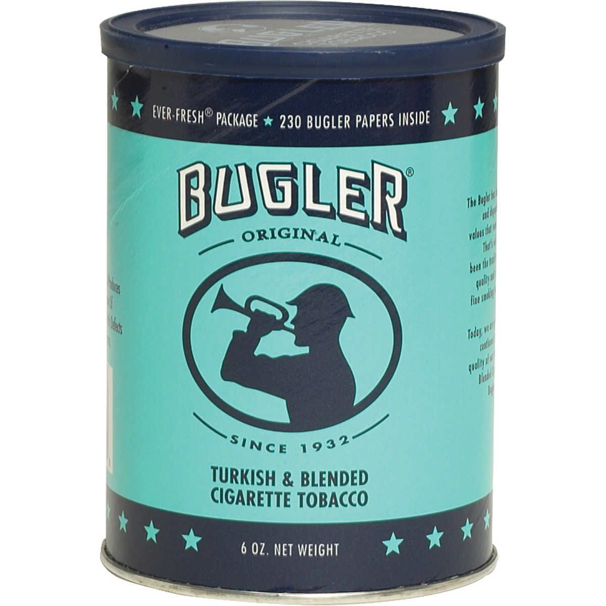 bugler original tobacco BUGLER CAN 6OZ - CIGARETTES