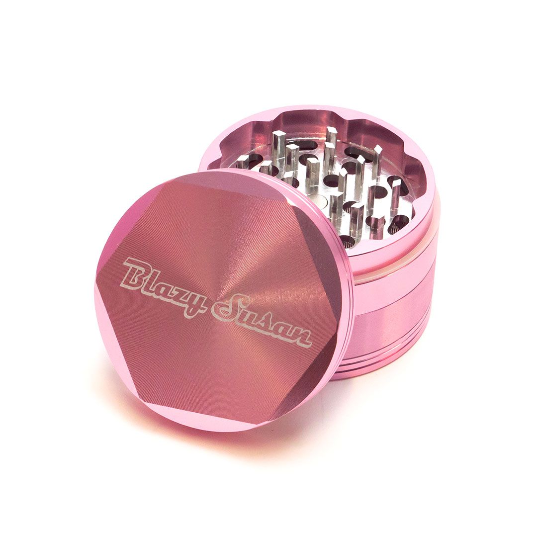 pink tobacco grinder BLAZY SUSAN GRINDER SOFT PINK 1C - TOBACCO ACCESSORIES
