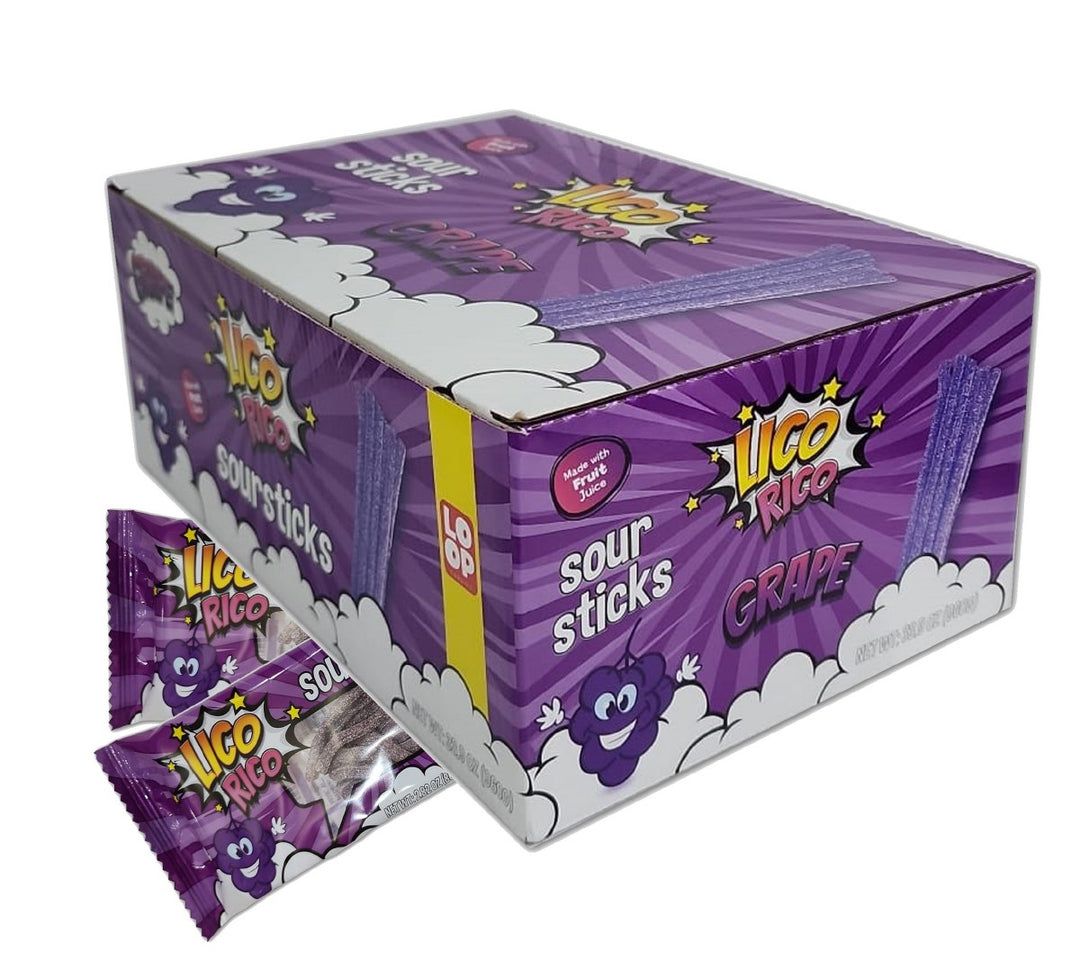 LICO RICO SOUR STICKS GRAPE 12/2.82oz