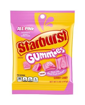 STARBURST PEG GUMMI PINK 5OZ/12C