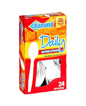 DIAMOND PLASTIC SPOON 24CT
