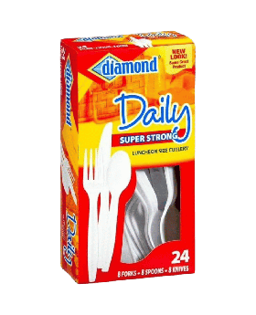 DIAMOND PLASTIC CUTLERY 24CT