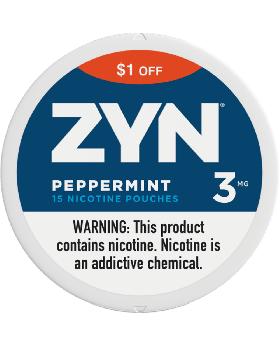 ZYN $1OFF 3MG PEPPRMINT 5CT