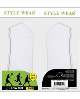 STYLE WEAR SOCKS LOW WHITE 12CT