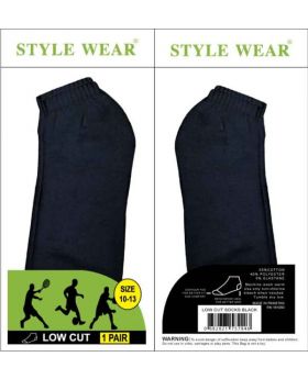 STYLE WEAR SOCKS LOW BLACK 12CT