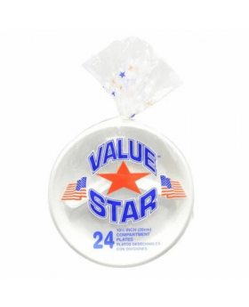VALUE STAR FOAM PLATE COMPA 24PK