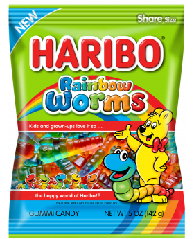 HARIBO PEG RAINBOW WORMS 5OZ 12