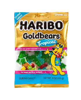 HARIBO PEG GOLD TROPICAL 4OZ 12C