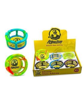 AFGHAN HEMP GLASS ASHTRAYS 6CT